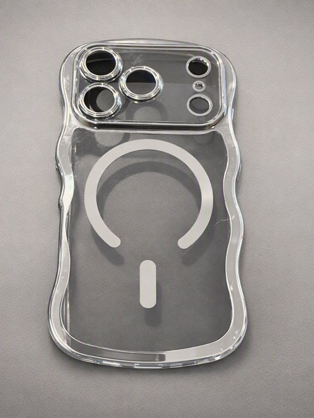 iPhone 17 Pro Cae with Ring Silver Clear Fashion Case